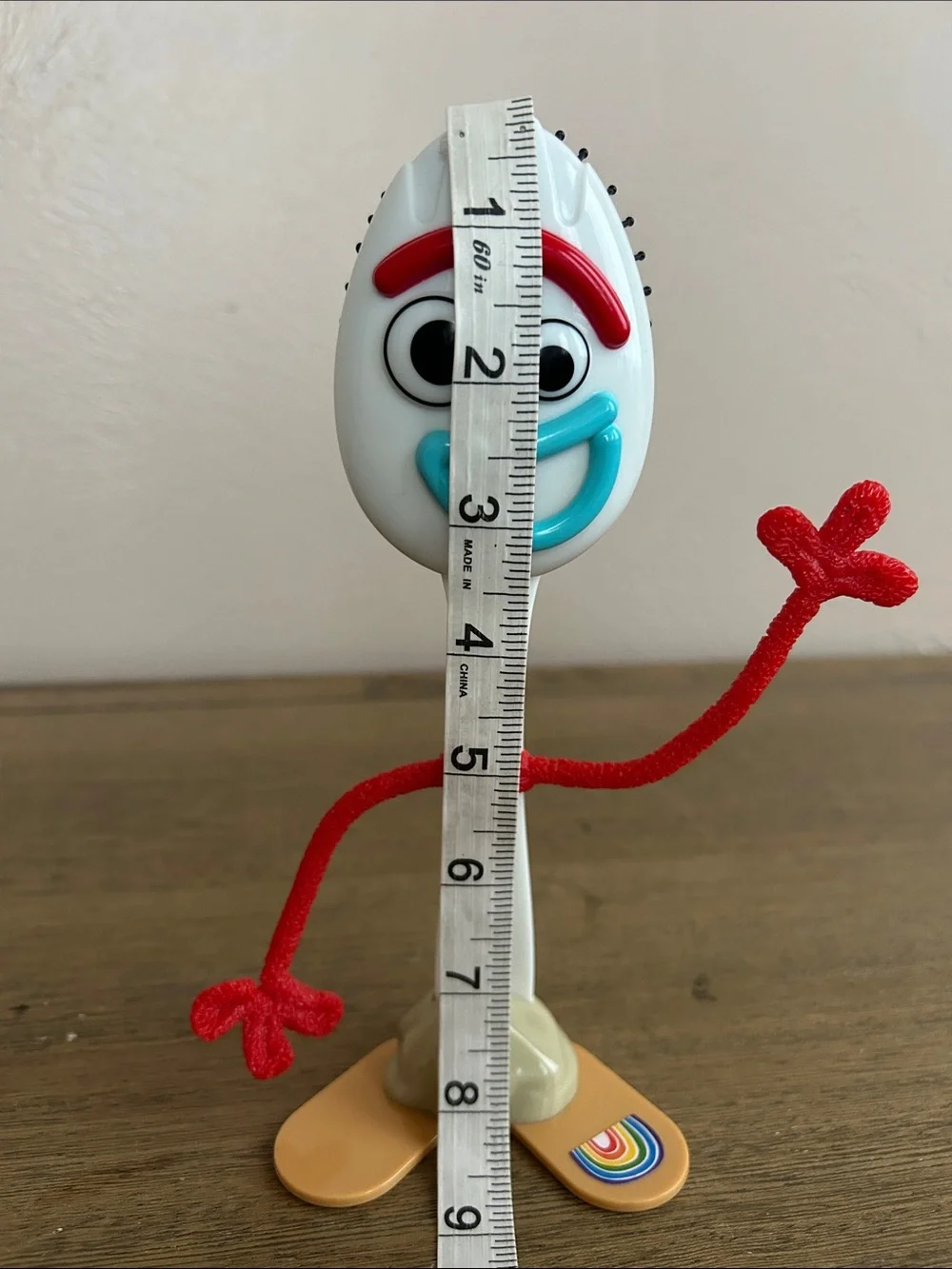 Toy Story 4 Pixar Character Forky Kids Hair Brush.  White With Red Hands.